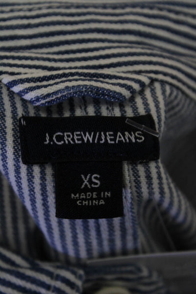 J Crew/Jeans Women's Long Sleeves Half Button Blue Striped Blosue Size XS