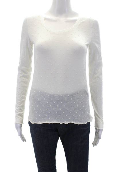 Rag & Bone Womens Polka Dot Long Sleeve Scoop Neck Blouse White Size S