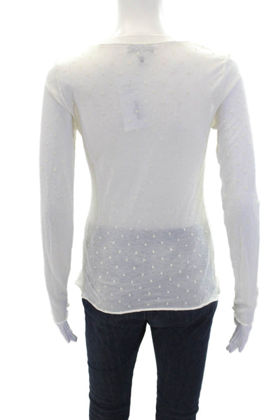 Rag & Bone Womens Polka Dot Long Sleeve Scoop Neck Blouse White Size S