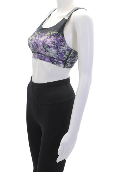 Lululemon Womens Activewear Stretch Capri Leggings Sports Bra Set Black Size 2