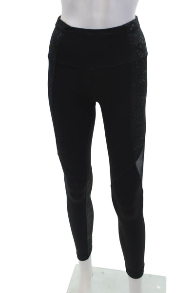 Lululemon Womens Geometric Print Pull-On Mid-Rise Ankle Leggings Black Size 2