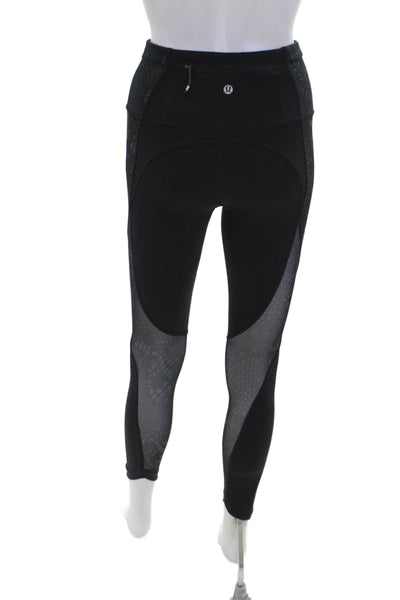 Lululemon Womens Geometric Print Pull-On Mid-Rise Ankle Leggings Black Size 2