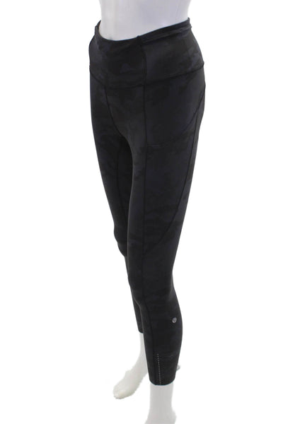Lululemon Womens Camouflage Stretch Mid-Rise Ankle Leggings Gray Size 2