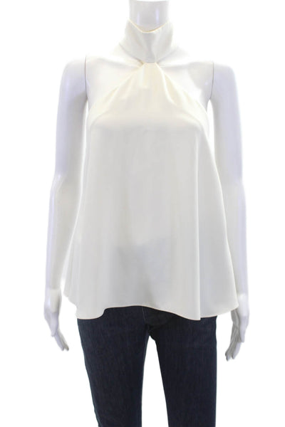 Amanda Uprichard Womens High Neck Sleeveless Sleek Tank Blouse White Size M