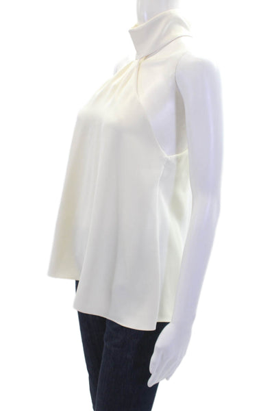 Amanda Uprichard Womens High Neck Sleeveless Sleek Tank Blouse White Size M