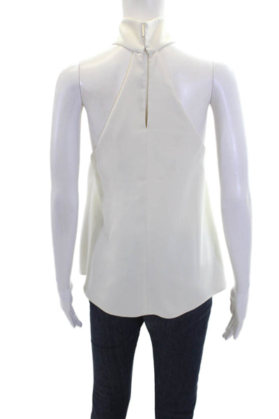 Amanda Uprichard Womens High Neck Sleeveless Sleek Tank Blouse White Size M
