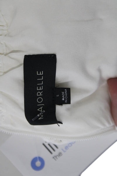 Majorelle Womens Cotton Sleeveless Scoop Neck Ruffle Crop Top White Size S