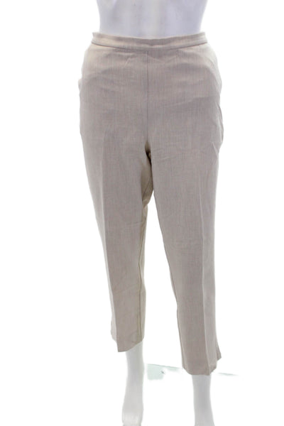 Eileen Fisher Womens Side Zip Mid Rise Pleated Trouser Pants Beige Size 8