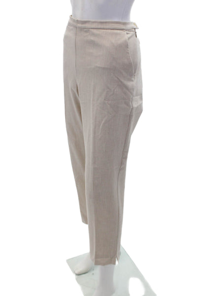 Eileen Fisher Womens Side Zip Mid Rise Pleated Trouser Pants Beige Size 8