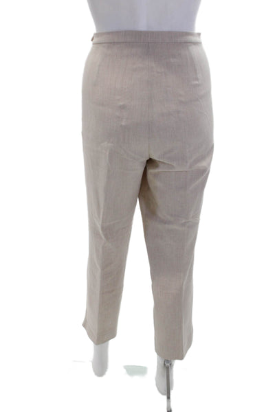 Eileen Fisher Womens Side Zip Mid Rise Pleated Trouser Pants Beige Size 8