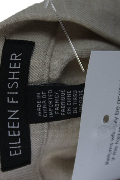 Eileen Fisher Womens Side Zip Mid Rise Pleated Trouser Pants Beige Size 8