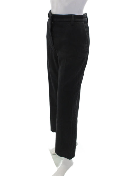 Sharis Place Womens Cotton Zippered High-Rise Wide-Leg Pants Black Size 46