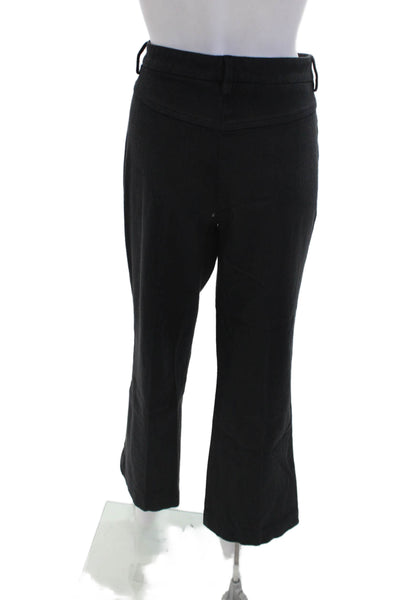 Sharis Place Womens Cotton Zippered High-Rise Wide-Leg Pants Black Size 46