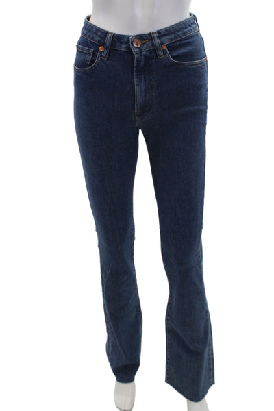3x1 NYC Womens Cotton Farrah Tear High-Rise Bell Bottom Jeans Blue Size 25