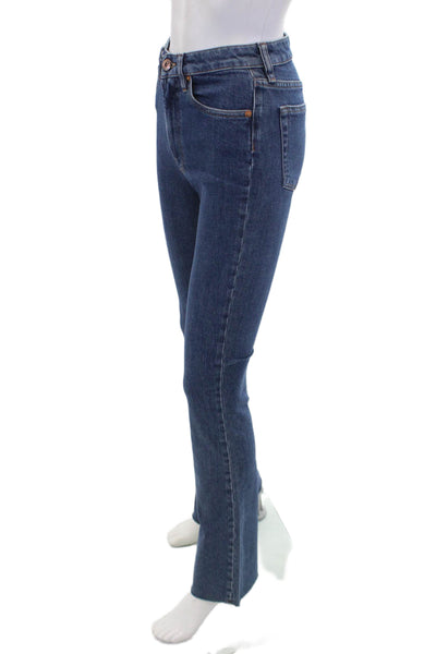 3x1 NYC Womens Cotton Farrah Tear High-Rise Bell Bottom Jeans Blue Size 25