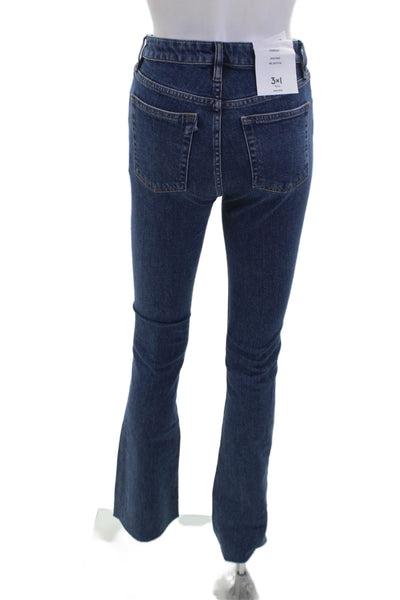 3x1 NYC Womens Cotton Farrah Tear High-Rise Bell Bottom Jeans Blue Size 25