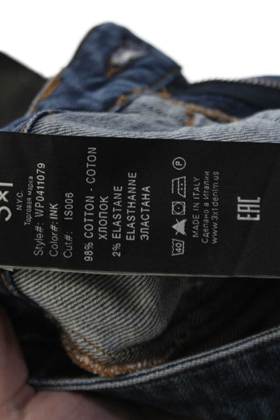 3x1 NYC Womens Cotton Farrah Tear High-Rise Bell Bottom Jeans Blue Size 25