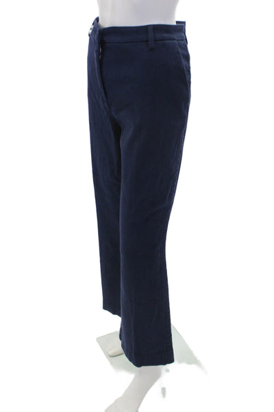Sharis Place Womens Cotton Zippered High-Waisted Bootcut Pants Blue Size 48