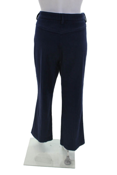 Sharis Place Womens Cotton Zippered High-Waisted Bootcut Pants Blue Size 48