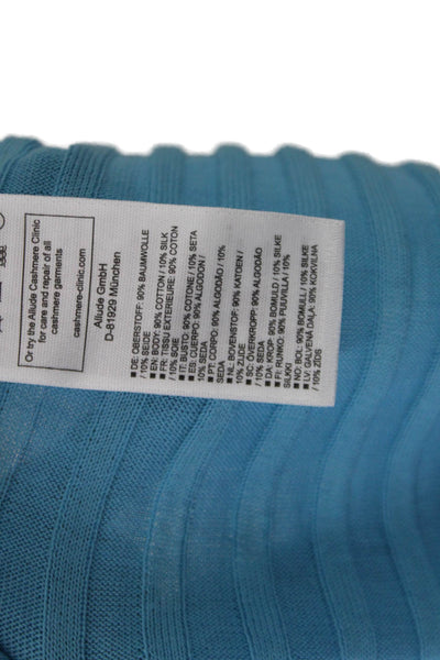 Sharis Place Womens Cotton Ribbed Knit Long Sleeve V-Neck Sweater Blue Size XL