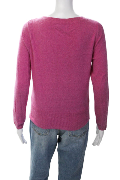 Pink Tartan Womens Cashmere Knit Crew Neck Full Zippered Sweater Pink Size S