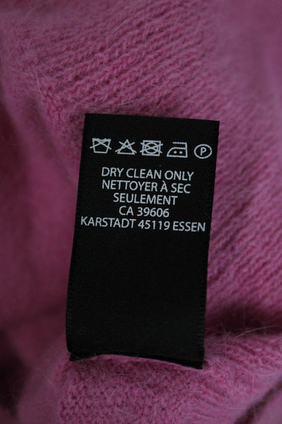 Pink Tartan Womens Cashmere Knit Crew Neck Full Zippered Sweater Pink Size S
