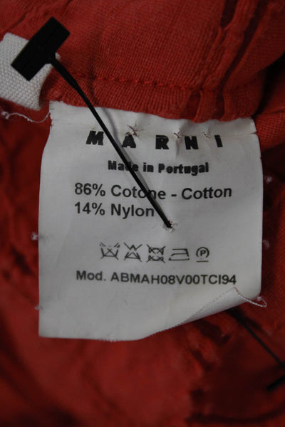 Marni Womens Cotton V-Neck Pocketed Pleated Detail Shift Dress Orange Size S
