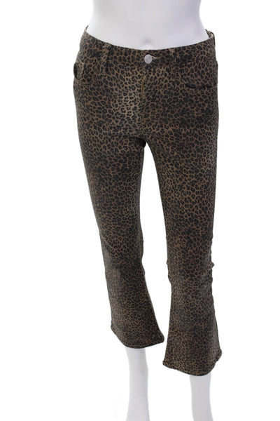 Frame Womens Cotton Animal Print Five Pocket Boot Cut Jeans Brown Size 25