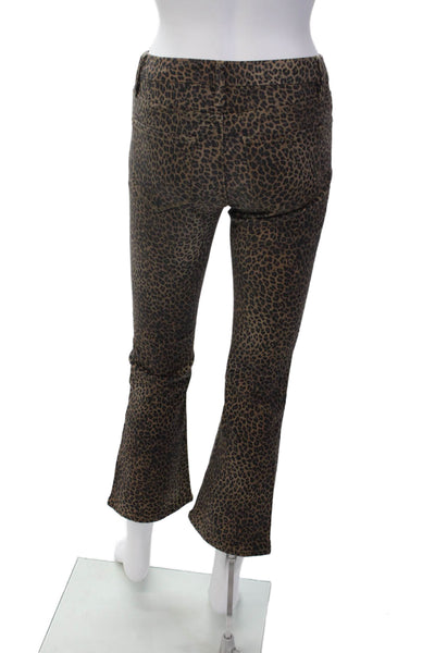 Frame Womens Cotton Animal Print Five Pocket Boot Cut Jeans Brown Size 25