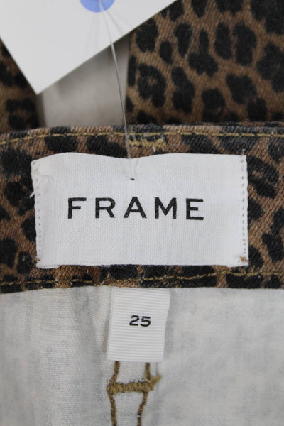 Frame Womens Cotton Animal Print Five Pocket Boot Cut Jeans Brown Size 25
