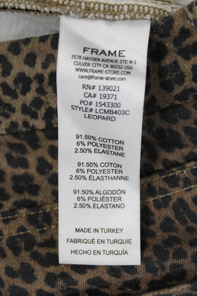 Frame Womens Cotton Animal Print Five Pocket Boot Cut Jeans Brown Size 25