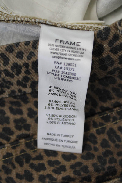 Frame Womens Cotton Animal Print Five Pocket Boot Cut Jeans Brown Size 25