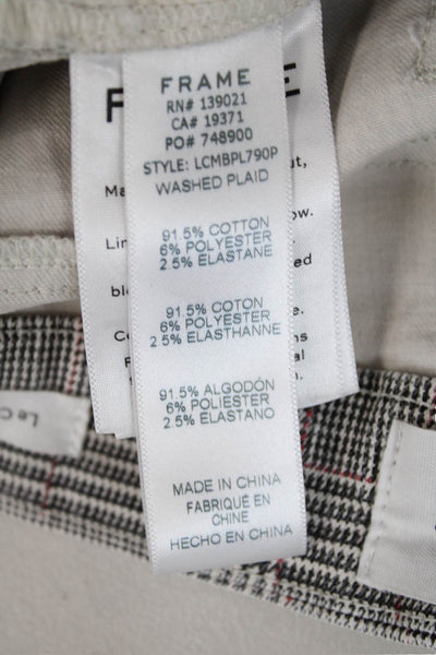 Frame Womens Cotton Plaid Pocketed Mid Rise Boot Cut Jeans Gray Size 25