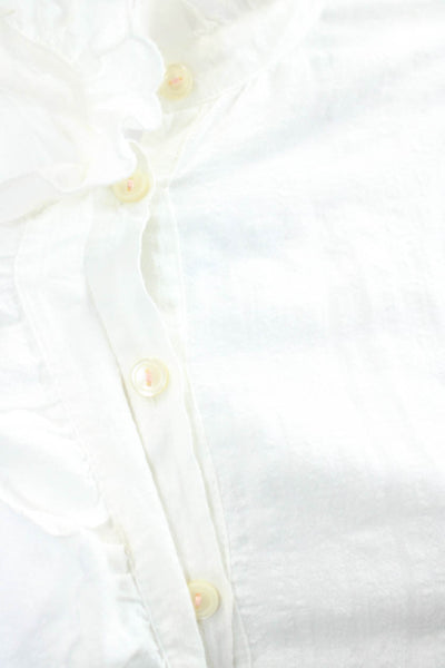 La Vie Womens Cotton Ruffled Eyelet Lace Smocked Waist Mini Dress White Size XS