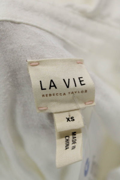 La Vie Womens Cotton Ruffled Eyelet Lace Smocked Waist Mini Dress White Size XS
