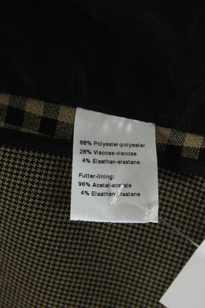 Akris Punto Womens Double Breasted Pointed Lapel Gingham Blazer Jacket Brown 10