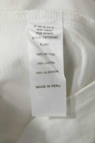 Frame Womens Slanted One Sleeve Tie Lined Fitted Casual Top White Size S