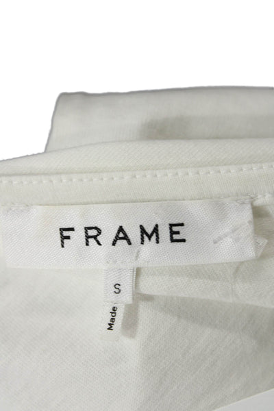 Frame Womens Slanted One Sleeve Tie Lined Fitted Casual Top White Size S