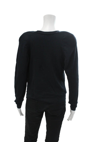 Joie Womens Cotton Long Sleeve Round Neck Casual Crewneck Navy Size XS