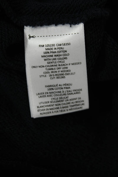 Joie Womens Cotton Long Sleeve Round Neck Casual Crewneck Navy Size XS