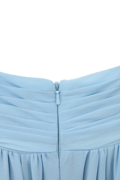 Fame and Partners Womens Sleeveless Halter Neckline Ruched Long Dress Blue Size