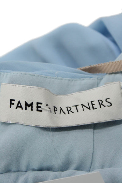 Fame and Partners Womens Sleeveless Halter Neckline Ruched Long Dress Blue Size