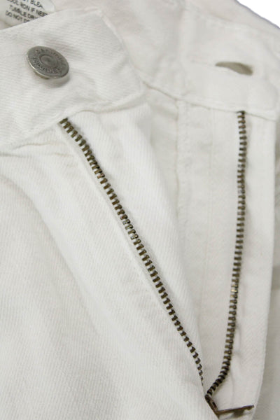 Denimist Womens Cotton Zip Button Distressed Denim Shorts White Size EUR 27