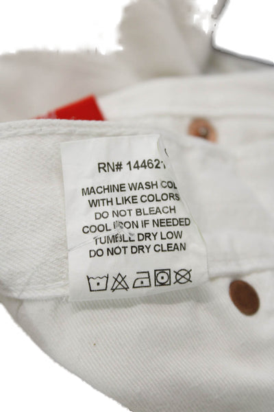 Denimist Womens Cotton Zip Button Distressed Denim Shorts White Size EUR 27
