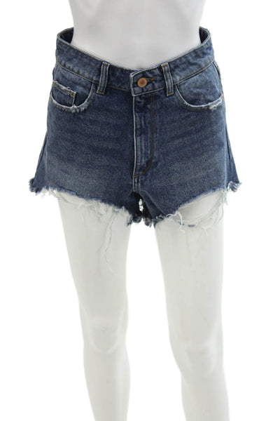 DL1961 Womens Cotton Zip Button Lined Distressed Shorts Blue Size EUR 23