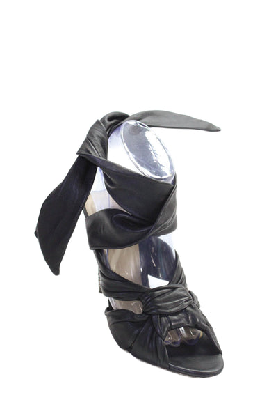 Alexandre Birman Womens Textured Open Toe Knot Front Heels Black Size EUR 37.5