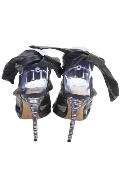 Alexandre Birman Womens Textured Open Toe Knot Front Heels Black Size EUR 37.5