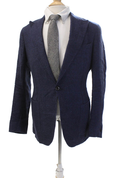 Reiss Women's Long Sleeves Umlined One Button Blazer Jacket Navy Blue Size 36