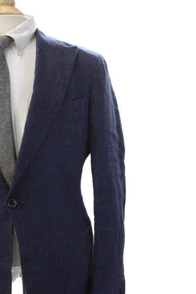 Reiss Women's Long Sleeves Umlined One Button Blazer Jacket Navy Blue Size 36