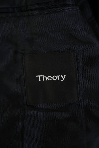 Theory Womens Long Sleeves Lined Two Button Blazer Jacket Navy Blue Size 36